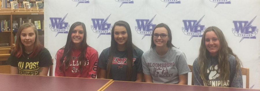 On+National+Signing+Day%2C+the+following+players+signed+to+play+either+Division+I+and+II+sports%3A+Katie+Winch+%28LIU+Post%2C+D+II%29%2C+Alyssa+Guidi+%28Fresno+State%2C+D+I%29%2C+Tali+Popinko+%28Temple%2C+D+I%29%2C+Rebecca+Sigman+%28Bloomsburg%2C+D+II%29%2C+and+Mikayla+Dugan+%28Quinnipiac%2C+D+I%29+%28Photo+courtesy+of+Geri+McKelvey%29%0A