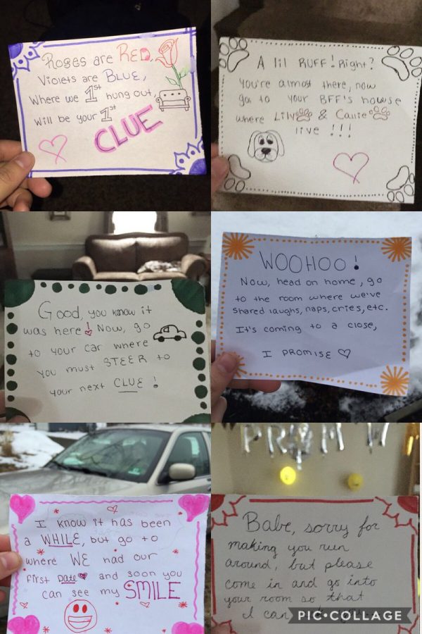 


Benevides’ scavenger hunt clues that led Leggio to her and the promposal.
(Photo courtesy of Paola Benevides)
