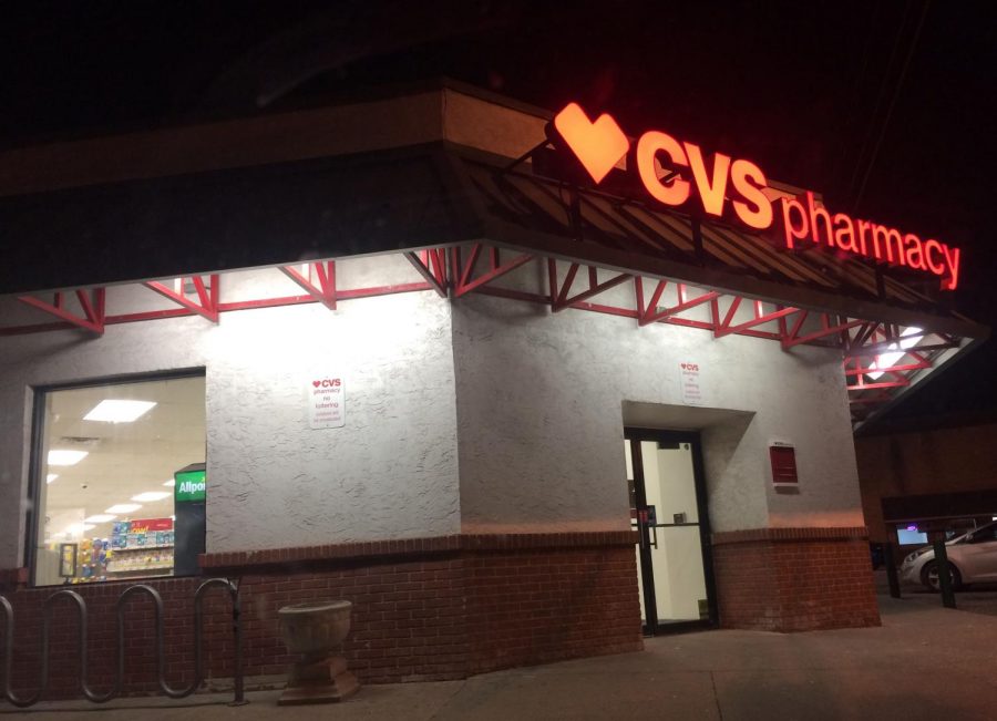 CVS Pharmacy and Drugstore is currently open for business, offering products to local residents and workers alike. (Photo by Emily Deming) 