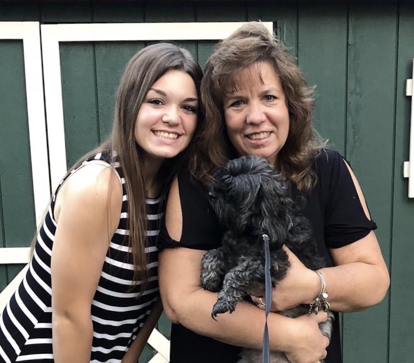 Mrs. Smith posing with her daughter, senior Kaitlin Smith, on the first day of school. (Photo courtesy of Patty Smith)