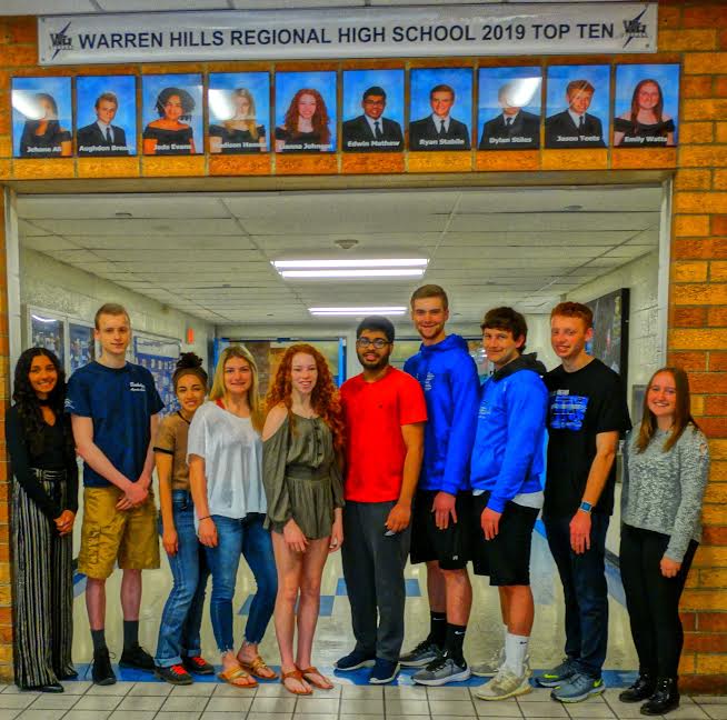 The best of the best from the Class of 2019 have finally been revealed!  This year’s valedictorian is Jason Teets, the salutatorian being Gigi Ali.  The members of this class’ top ten, altogether, are (from left to right) Gigi Ali, Aughdon Breslinl, Jada Evans, Madison Hammas, Lianna Johnson, Edwin Mathew, Ryan Stabile, Dylan Stiles, Jason Teets and Emily Watts.  Through their hard work and dedication over the past four years, these students have all earned their places at the top of the class.  The Streak extends its congratulations and well wishes for the future to all who have achieved this honor.
