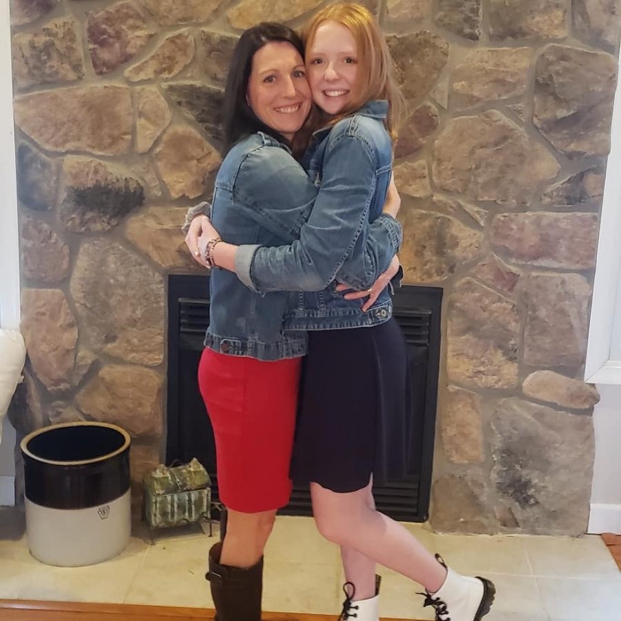 Mrs. Jodi Edmonds and her daughter Zoee shared a hug and a common goal during Dressember. According to their website, “Dressember’s vision is a world without slavery where all people are free to live vibrant, autonomous lives.” (Photo courtesy of Jodi Edmonds).