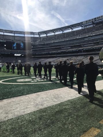 The Blue Streak Marching Band marches onto the Metlife Stadium field to perform for the first time at the Yamaha Cup. The event is organized by US Bands and depending on the performance, bands can be rated anywhere from Good to Superior. In a matter of minutes, the band would put on a phenomenal show.