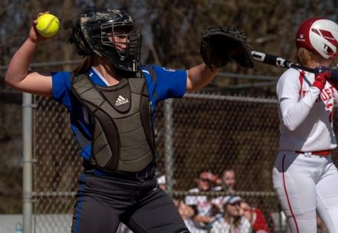 Catcher Macy Pagano was elected a captain of the Softball Team at the start of the season. (Photo by Rylee Rhinehart)