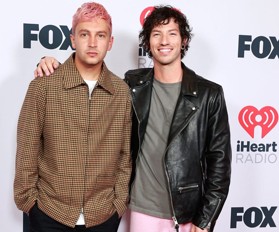 Twenty One Pilots’ Tyler Joseph and Josh Dun appear at the iHeartRadio 2021 Music Awards after being nominated for three different awards after the release of their album Scaled and Icy.