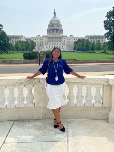At the National Security Conference hosted by Envision, Bisse stands before the Capitol in Washington, D.C.  
(Photo courtesy of Julia Bisse)