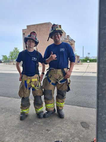 Lundy (left), firefighter and EMT, started his career  in 2020 by joining the Tri-County Volunteer Fire Company in Mansfield. This inspired him to further his education and get involved in the Independence First Aid Squad in 2021. (Photo courtesy of  Evan Lundy) 