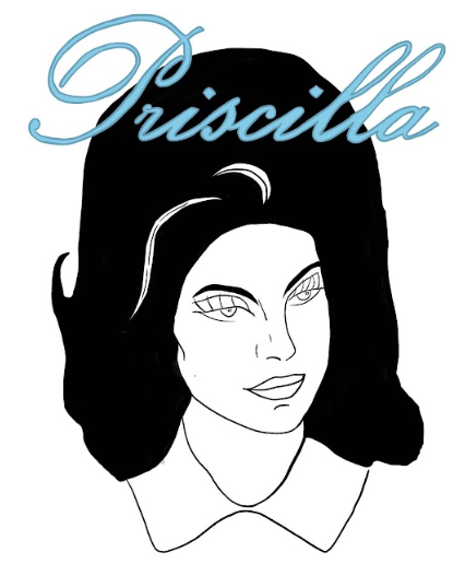 The film Priscilla, a biopic dealing with the relationship between Priscilla and Elvis Presley, opened in theaters in November. (Illustration by Ava Snyder)