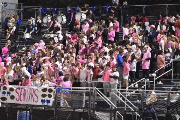 Blue Crew cheers on Warren Hills Football Team aganist Chatham (Photo courtesy of Melissa Anema)