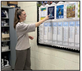 Science Teacher Kelsey Connelly teaches her class about environmental science. (Photo by Meghan Daniel)