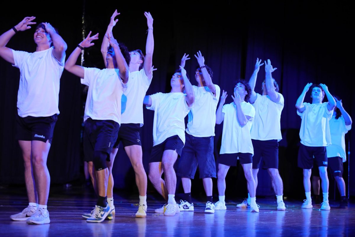 The Mr. Warren Hills candidates Brady Witt, Tyler Redfield, Logan Young, Charlie Piccione, Wyatt Meyer, Jack Cabrera, Brian Collum, John Korczukowski, Angel Gomez-Palacios and Alex Acevedo show off their talents on April 4 2025. (Photo courtesy of Lors Photography) 